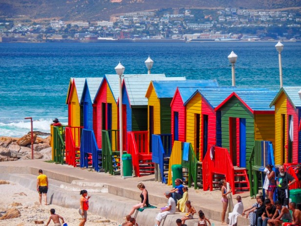 colourful beach huts at Muizenberg Beach in South Africa