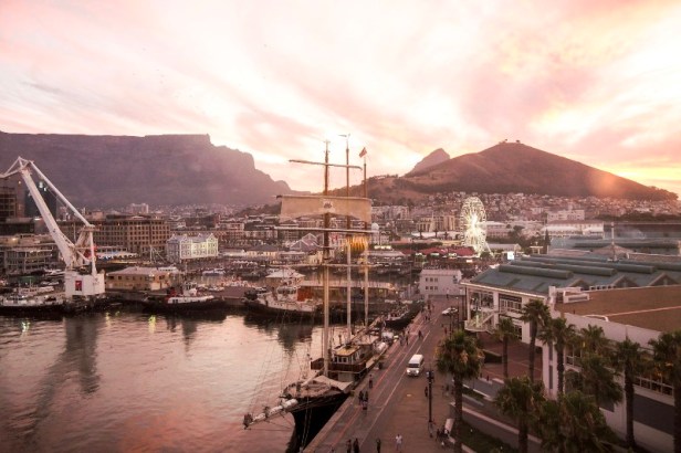 a view at V+A Waterfront at sunset