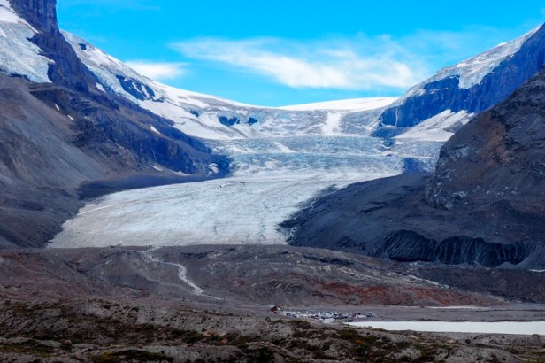 a view at Athabasca Glacier along Icefields Parkway