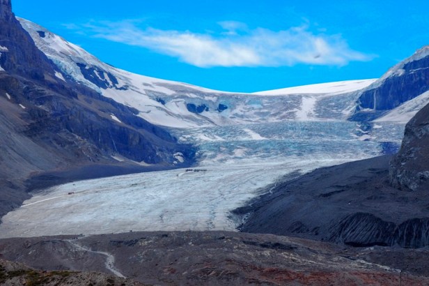 a view at Athabasca Glacier along Icefields Parkway
