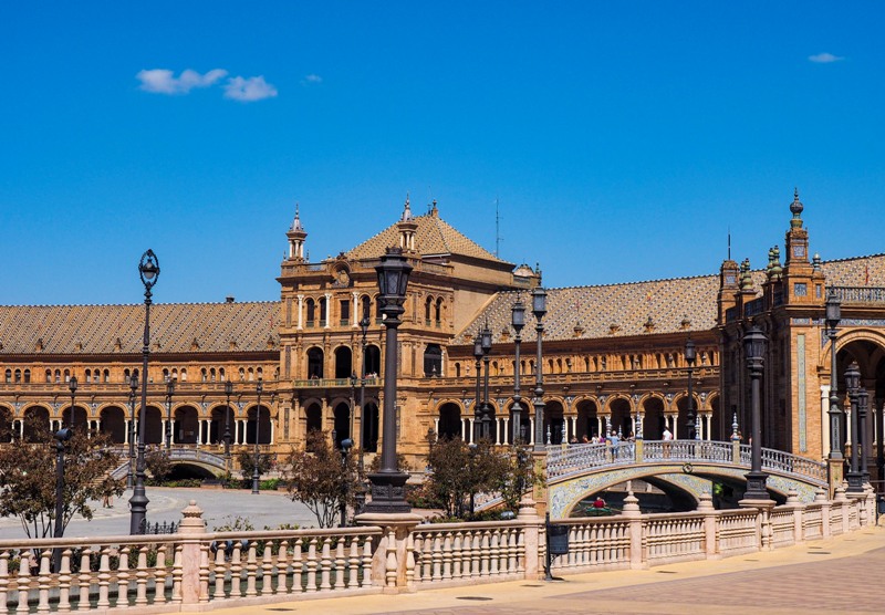 a view at plaza de espana in Sevilla