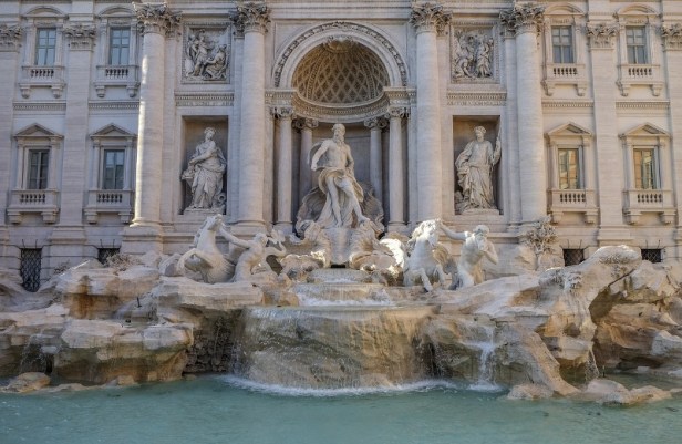 a view at trevi fountain in Rome