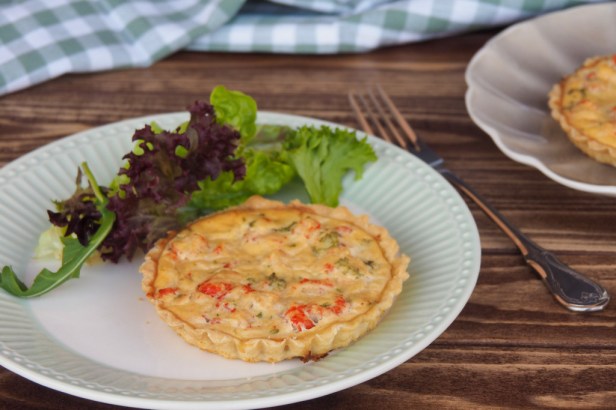 Peller Sparkling Ice Cuvee rosé and mini crab-ricotta quiches