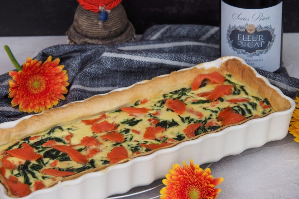 Smoked salmon-spinach tart | Fleur du Cap Chardonnay