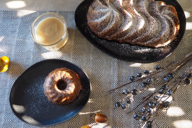 Chestnut Bundt Cake with Pear Sauce