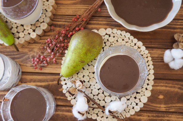 Fall flavours: Pear Panna Cotta with Chocolate-Espresso Sauce
