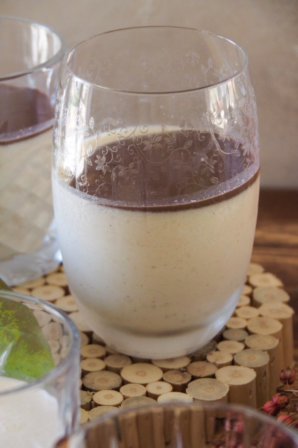 Fall flavours: Pear Panna Cotta with Chocolate-Espresso Sauce