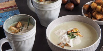 Fall Flavours: Creamy Chestnut Soup with Cinnamon Crème Fraiche