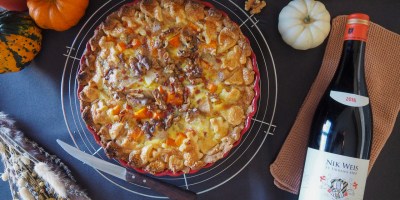 A savoury Pumpkin Walnut Tart | Nik Weis St. Urbans-Hof Pinot Noir