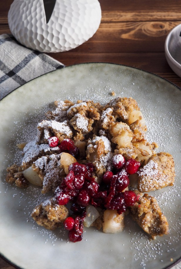 Hazelnut-Kaiserschmarren with Pears – A tweak on the iconic shredded pancake from Austria