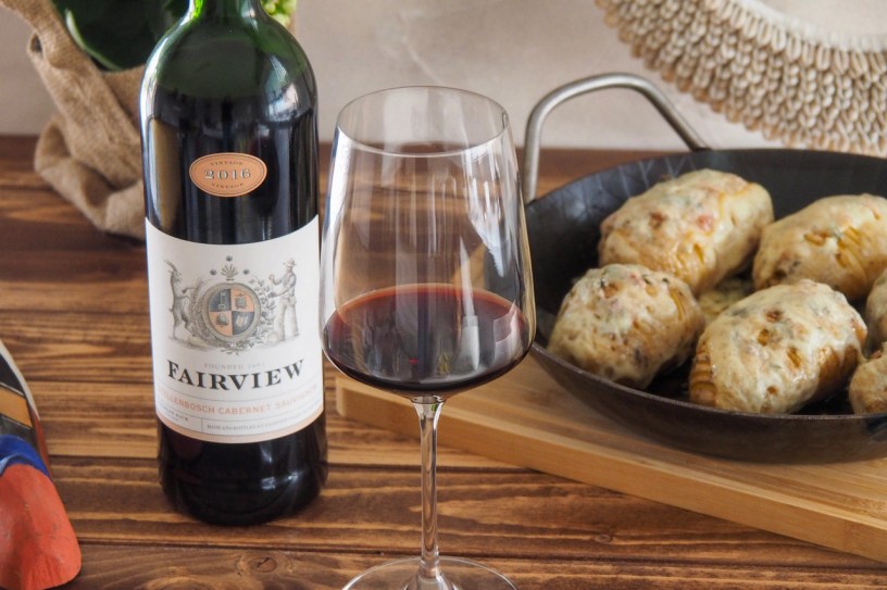 A bold red from South Africa: Fairview Cabernet Sauvignon paired with Hasselback Potatoes