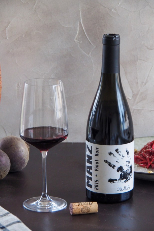 Celebrating Spaghetti Day With A Bottle Of Manz Pinot Noir Julius Kehr And A Big Bowl Of Beetroot Spaghetti