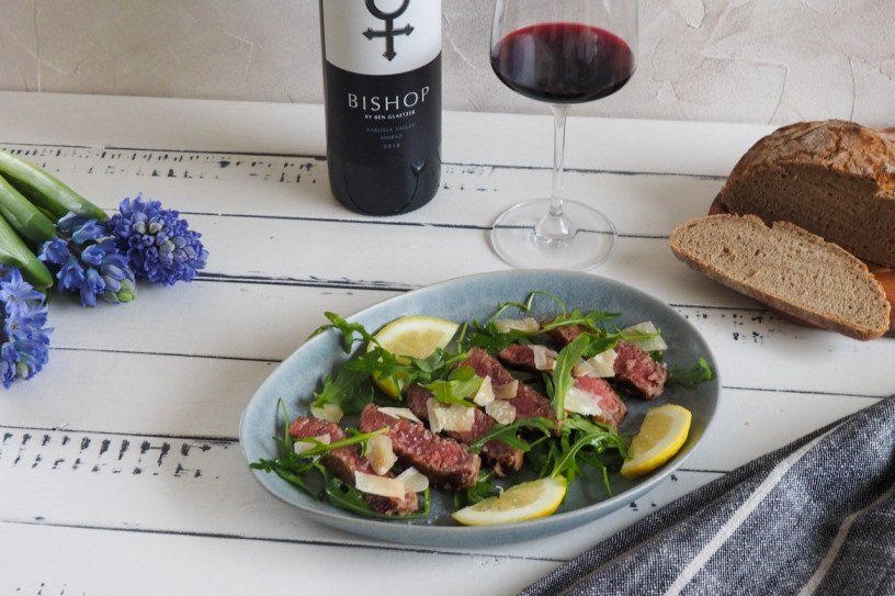 Rise A Glass of Glaetzer Bishop Shiraz On International Shiraz Day | Beef Tagliata