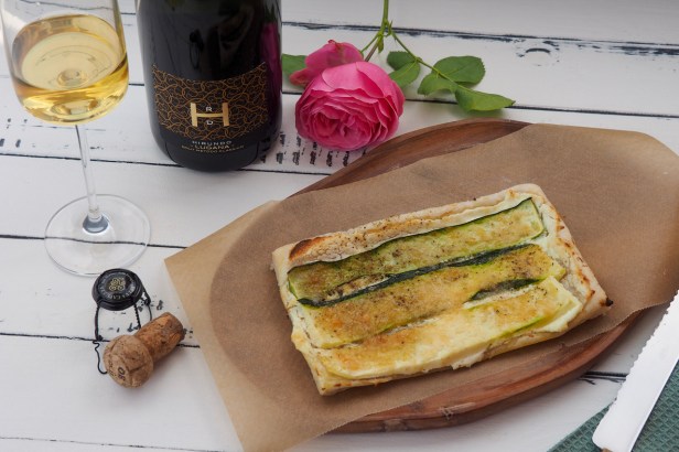 Toasting Italian National Day with a bottle of Hirundo Lugana Brut | Zucchini Puff Pastry Tart